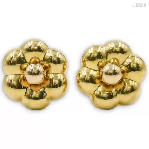 14K Yellow Gold Floral Earrings