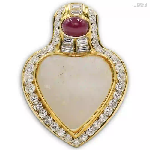 18k Gold Diamond and Pearl Pendant