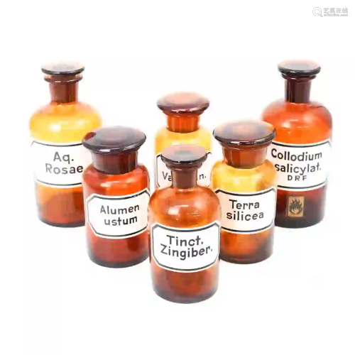 (6 Pc) Vintage Apothecary Bottle Collection