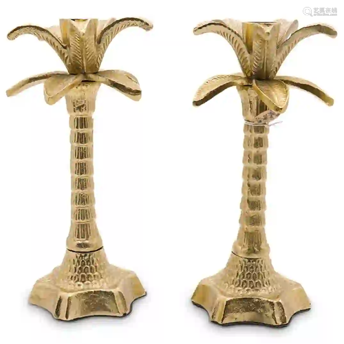 Pair of Antique Brass Candle Holders