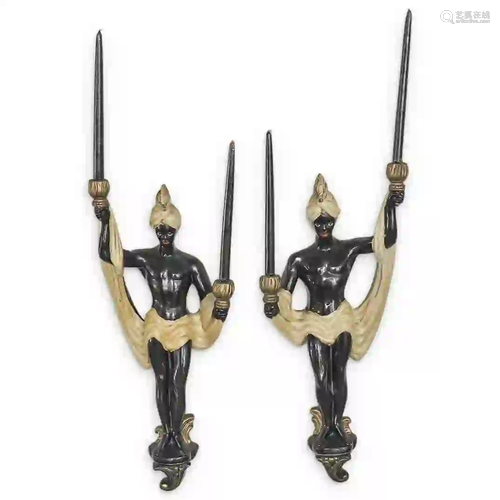 Vintage Blackamoor Plaster Sconces