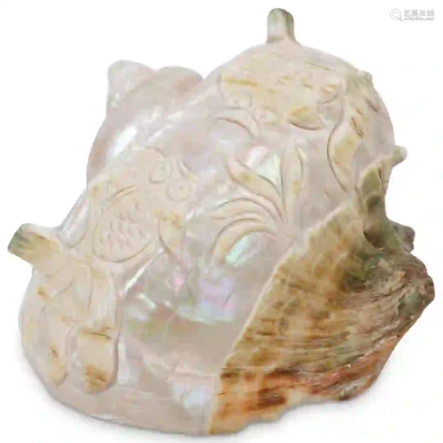 Koi Fish Carved Abalone Shell