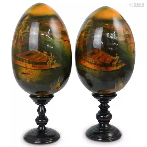 Pair Of Russian Painted Eggs