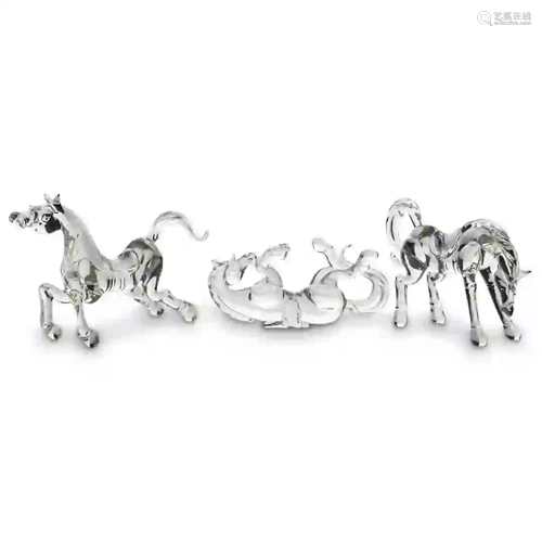 (3 Pc) Murano Glass Horse Group