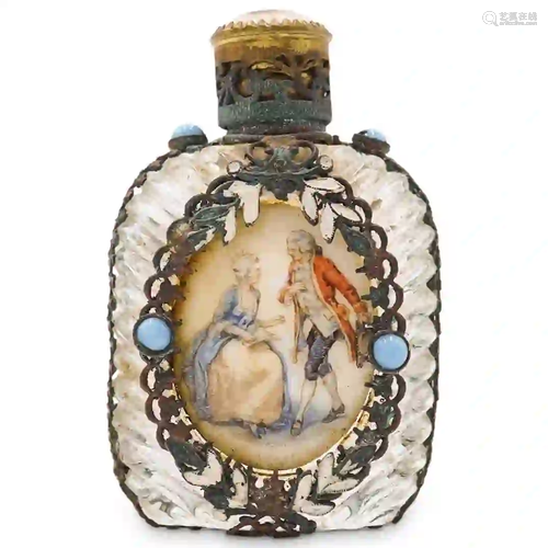 Brass and Enamel Perfume Bottle