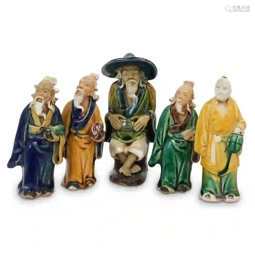 (5 Pc) Chinese Ceramic Figurine Collection