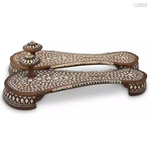 Indian Bone Inlaid Paduka Shoes