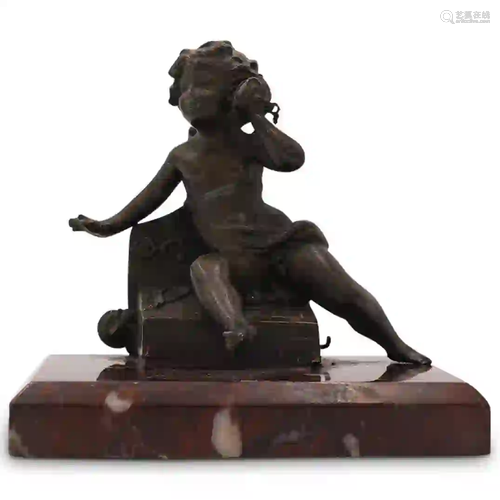 Antique Bronze Cherub Statue