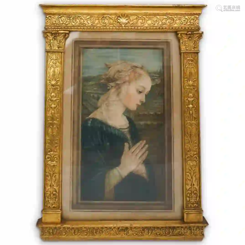 Antique Signed Madonna Engraving