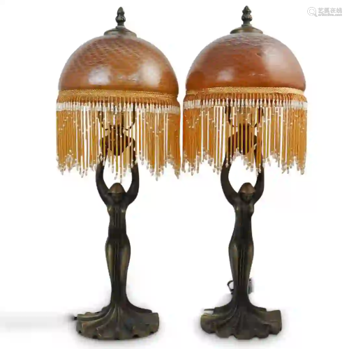 Pair of Figural Art Deco Lamps