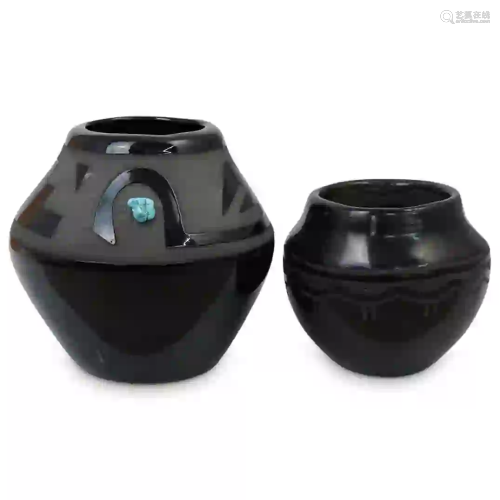 Pair of Native American Blackware Vases