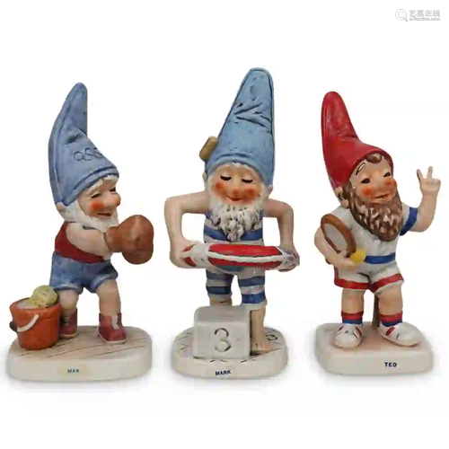 (3Pc) Goebel Co-Boy Gnome Figurines