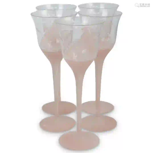 (5 Pc) Cut Crystal Frosted Stemware