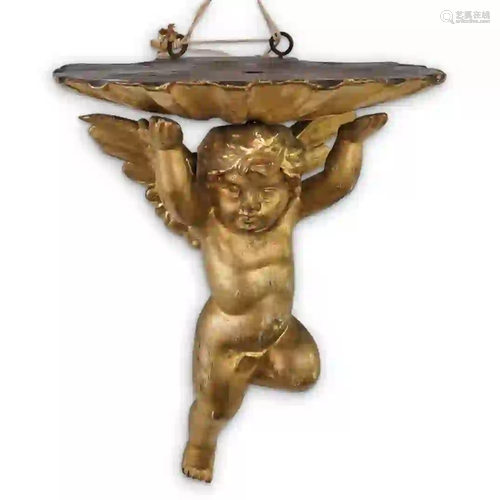 Antique Gilt Wood Cherub Bracket