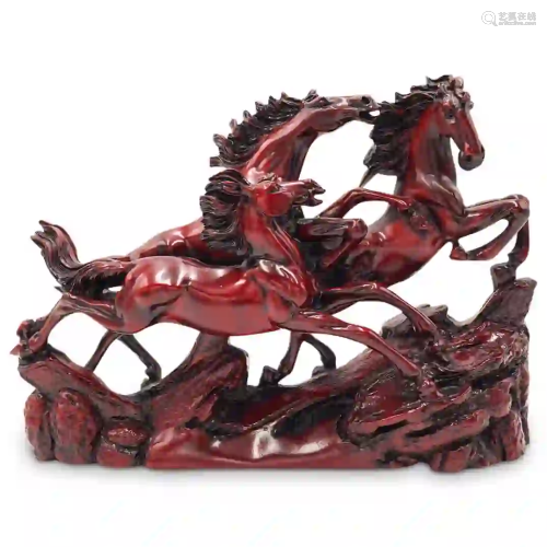 Chinese Red Resin Horse Sculpture