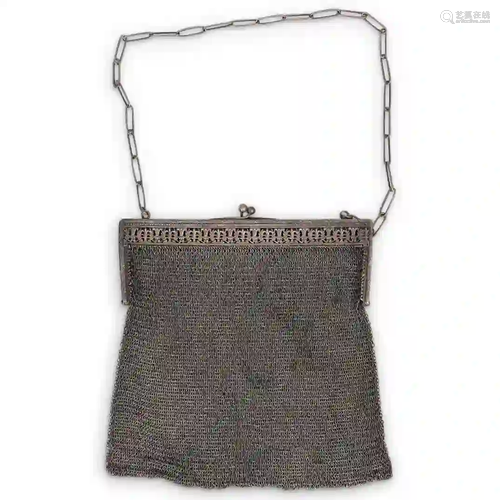 Antique 800 Silver Mesh Purse