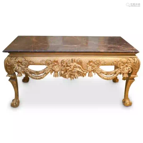 Giltwood and Marble Top Console Table