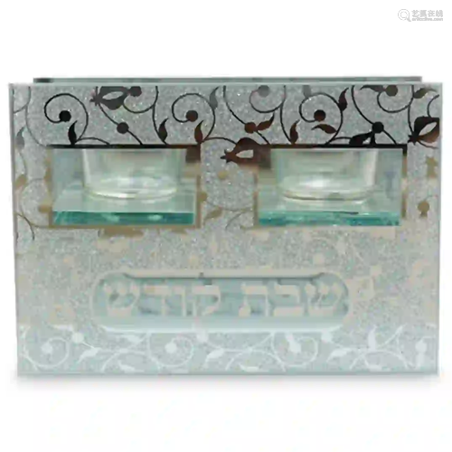 Judaica Glass Candle Set