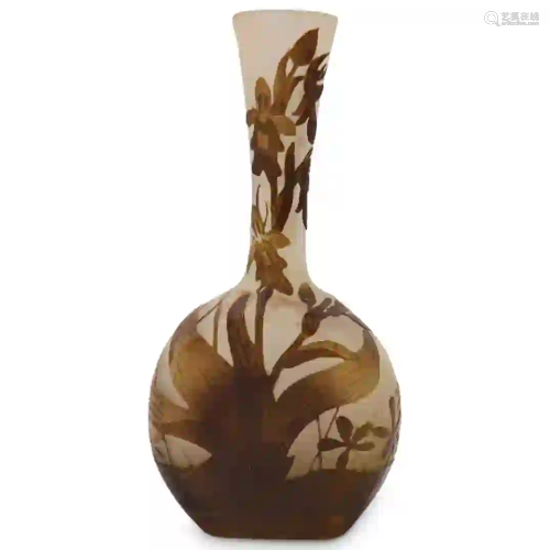 Emile Galle Art Glass Cameo Vase