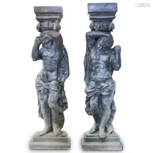 Pair of French Cast-Iron Figural Pilasters