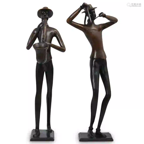 Pair Of Bronze Musicians