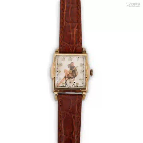 Benrus Gold Toned Erotic Wristwatch