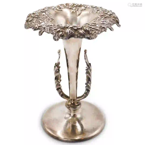 Antique Sterling Silver Floral Vase