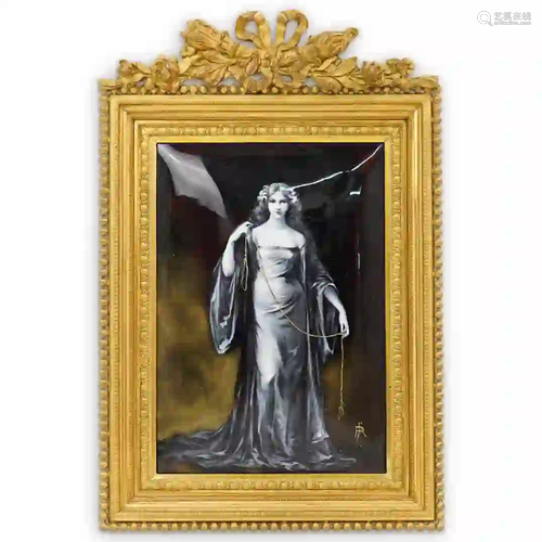 Antique Painted Porcelain Plaque