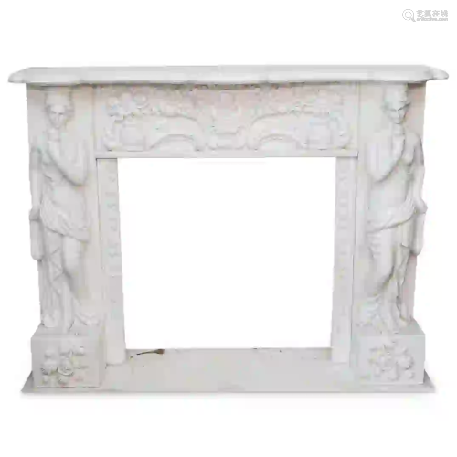 Antique White Marble Fireplace