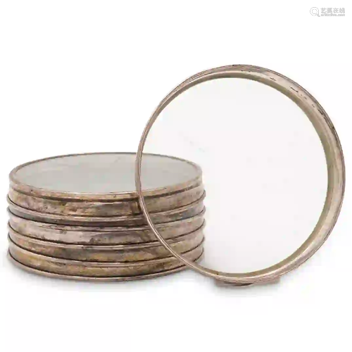 (6 Pc) Set of Silver and Glass Coasters