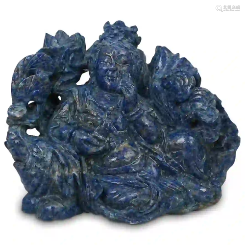 Chinese Lapis Lazuli Carved Guanyin