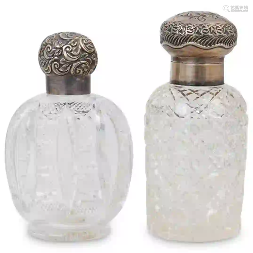 Antique Silver & Crystal Vanity Bottles