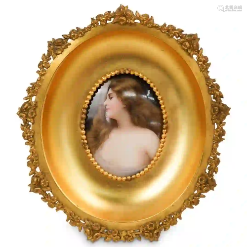 Antique Framed Porcelain Plaque