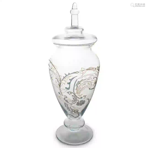 Pair Of Floral Glass Urns