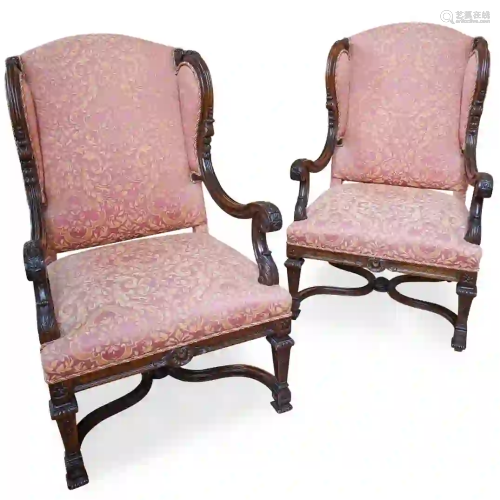 Pair Of Maple and Co. Colonial Wingback Chairs