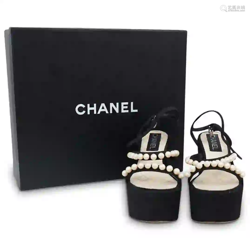 Chanel Black Pearl Sandals