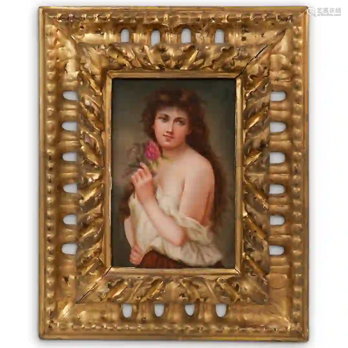 Antique Signed Maiden Portrait