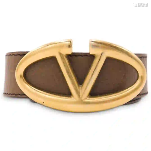 Valentino Garavani Logo Two-Tone Leather Belt