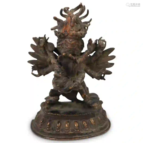 Antique Sino Tibetan Erotic Mahakala Bronze Buddha
