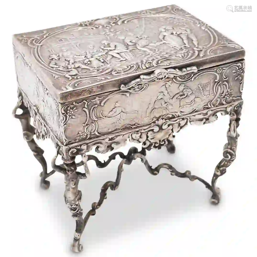 Antique Sterling Silver Footed Box