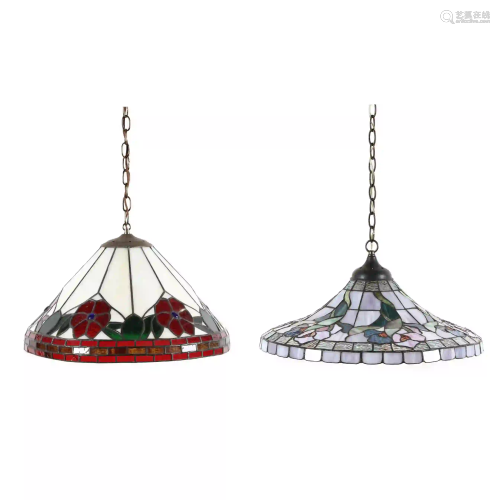 Two Stained Glass Hanging Lamps
