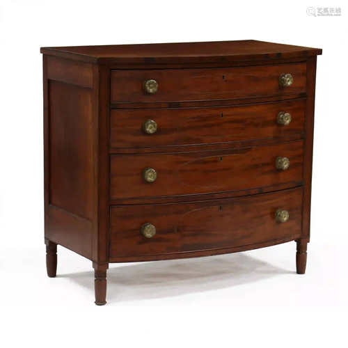 American Sheraton Inlaid Mahogany Bow-front Chest of