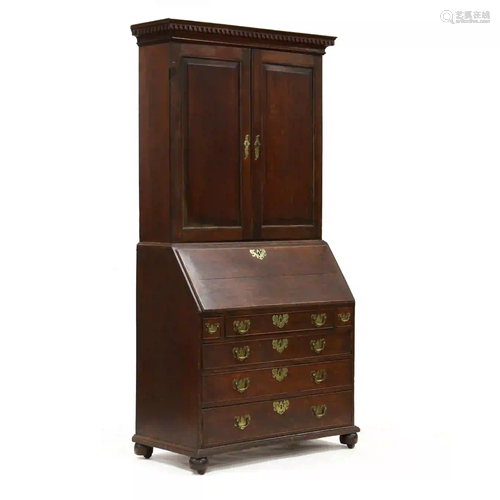 George III Oak Secretary Bookcase