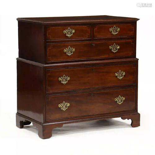 George III Inlaid Mahogany Diminutive Chest on Chest