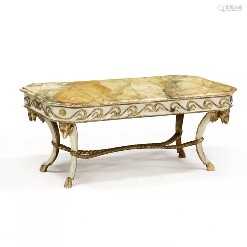 Vintage Italian Carved and Painted Coffee Table