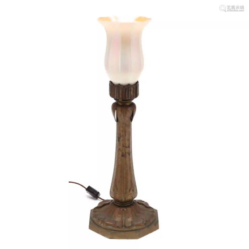 Art Nouveau Lamp with Quezal Shade