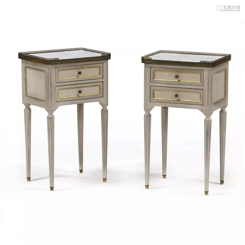 Pair of Louis XVI Style Marble Top Stands