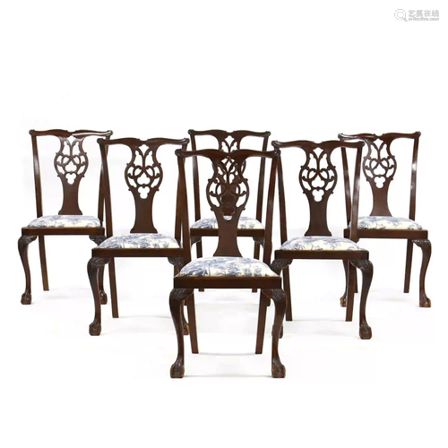 Assembled Set of Five Chippendale Style Dining Chairs