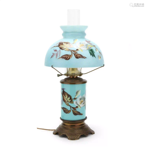 Antique Bristol Glass Table Lamp