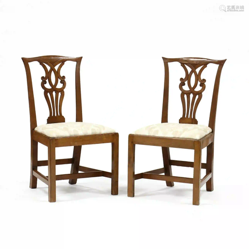 A Pair of American Chippendale Carved Mahogany Side